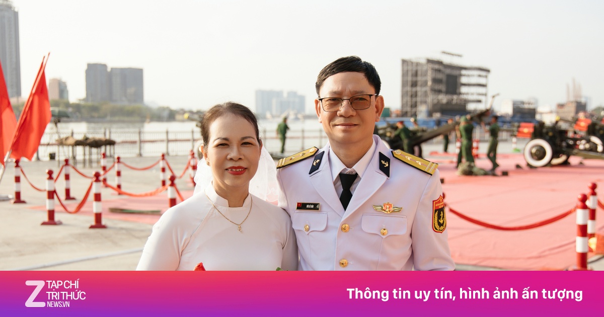 Ảnh cưới ở Bến Bạch Đằng sau 28 năm kết hôn của vợ chồng cựu quân nhân