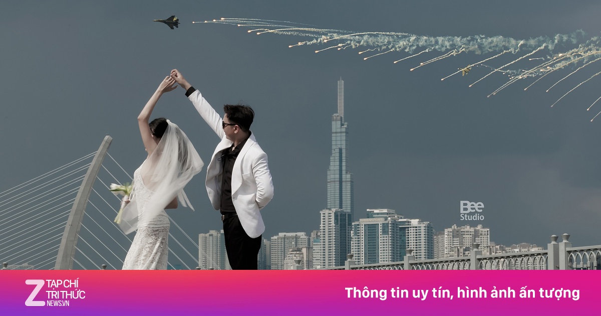 Sự thật ảnh cưới chụp đúng lúc tiêm kích thả bẫy nhiệt 30/4 ở TP.HCM