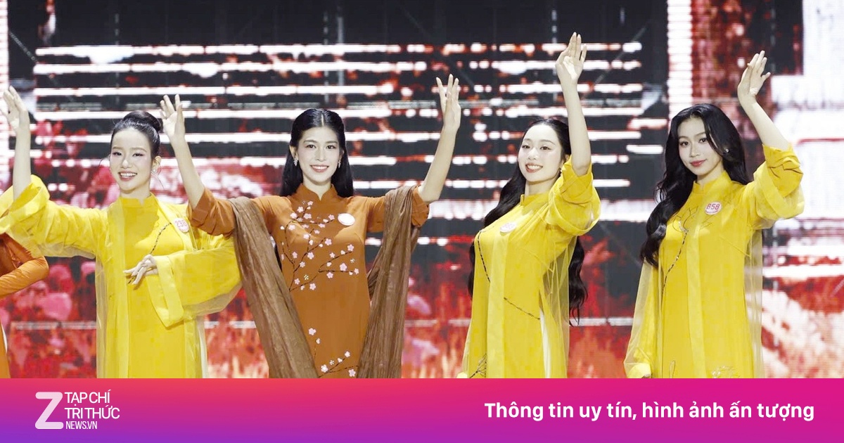 25 người đẹp trình diễn áo dài ở chung kết Hoa hậu Việt Nam 2024