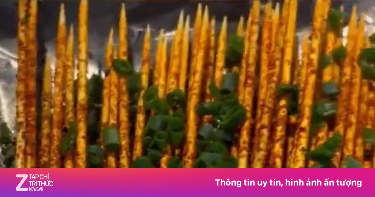 Nhà hàng Trung Quốc gây xôn xao với món xiên tre tẩm gia vị thịt nướng