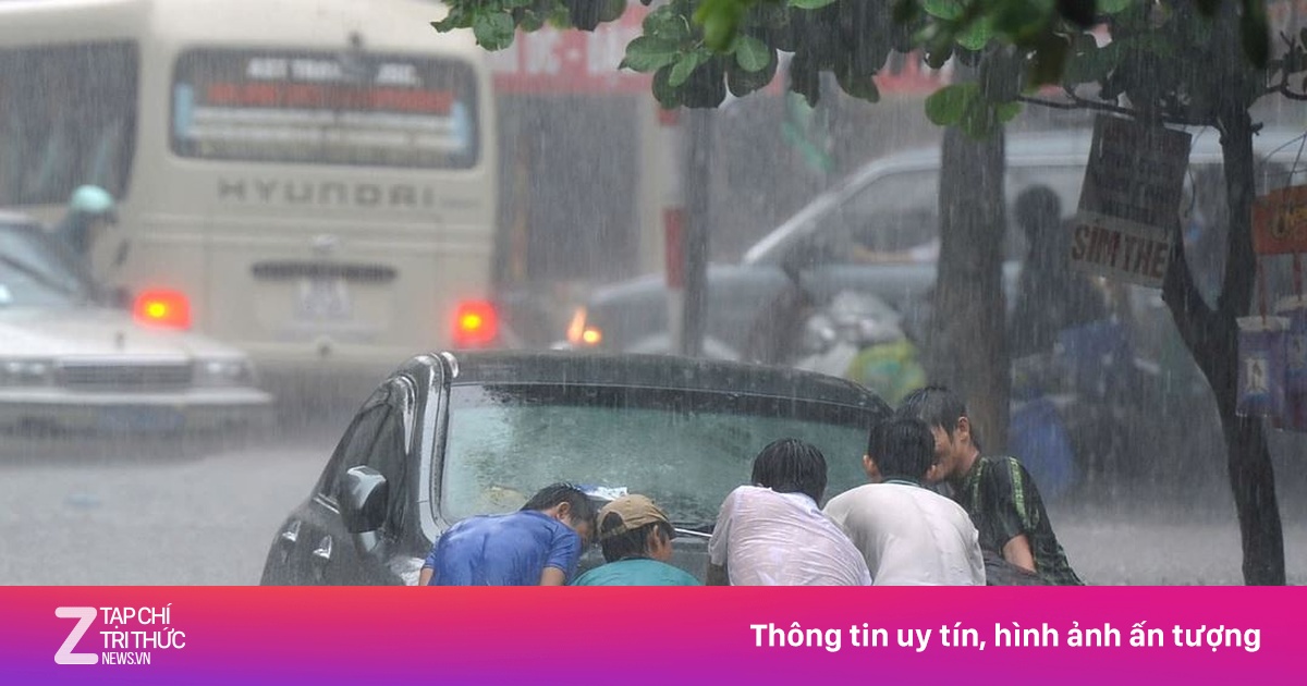Mưa lớn xối xả ở miền Bắc, cường suất đến 150 mm/3h