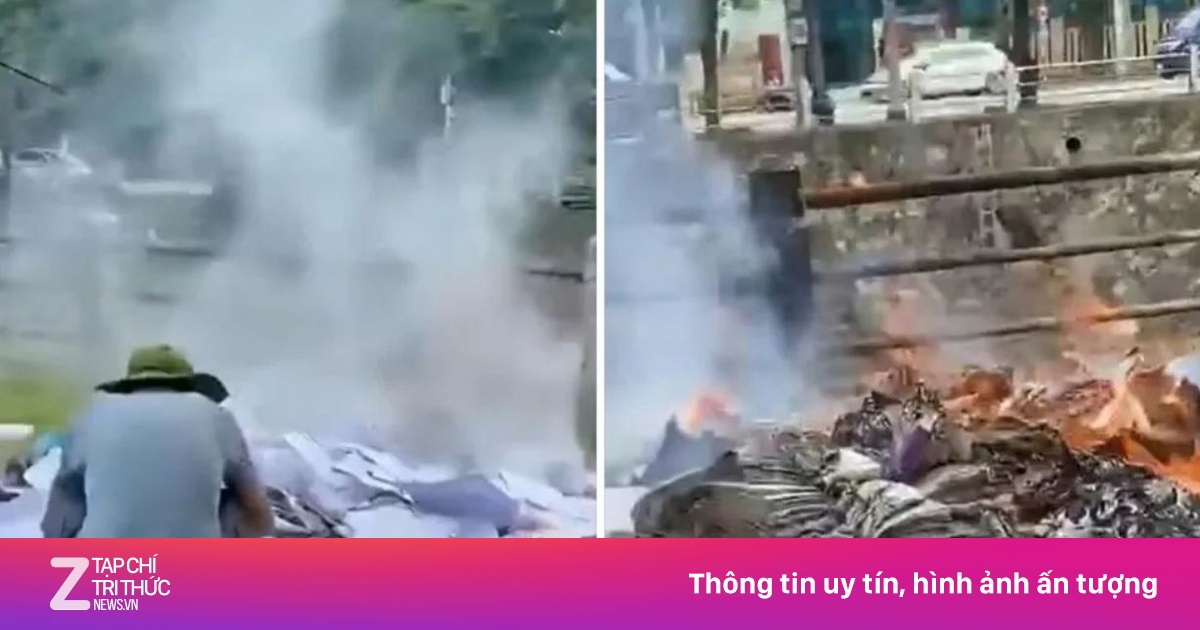 Xôn xao clip nhân viên bệnh viện mang hồ sơ, giấy tờ đốt bên bờ kênh