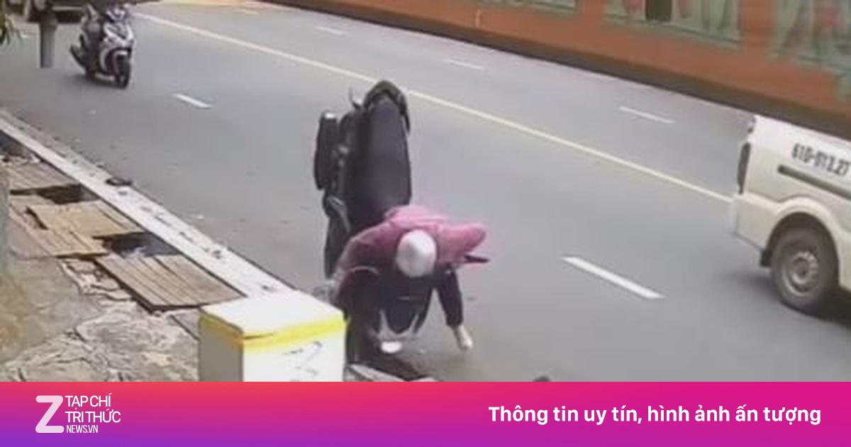 Người phụ nữ và xe máy lộn nhào, cắm đầu giữa đường ở Bình Dương