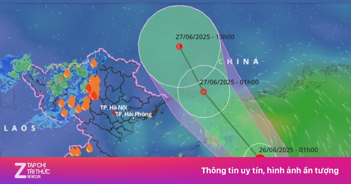 Tàn dư áp thấp nhiệt đới có thể gây mưa rất lớn ở miền Bắc