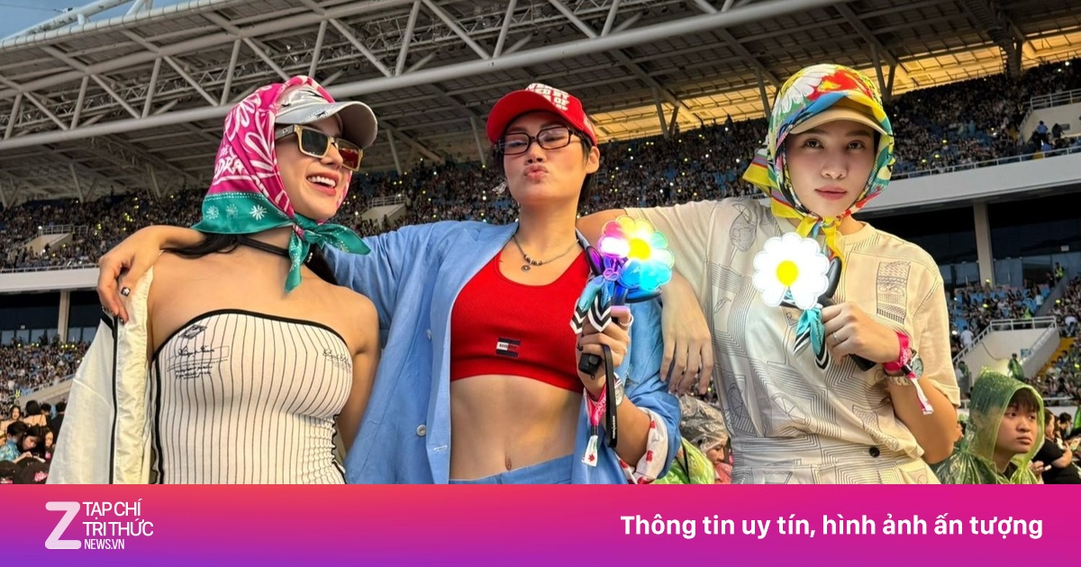Diệp Lâm Anh, Đàm Thu Trang đội mưa xem G-Dragon ở sân Mỹ Đình
