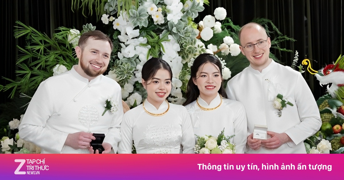 2 chị em ruột cưới cùng ngày, bố mẹ cùng lúc đón 2 chàng rể ngoại quốc