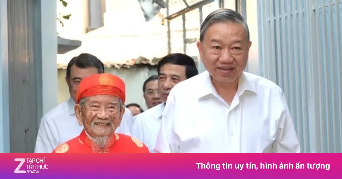 Tổng Bí thư Tô Lâm thăm, chúc Tết nhà nghiên cứu Nguyễn Đình Tư