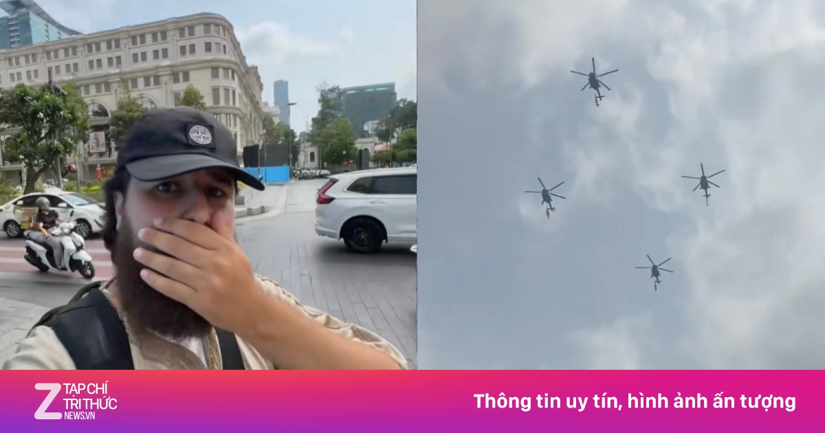 Khách Tây thảng thốt nhìn trực thăng đầy trời TP.HCM