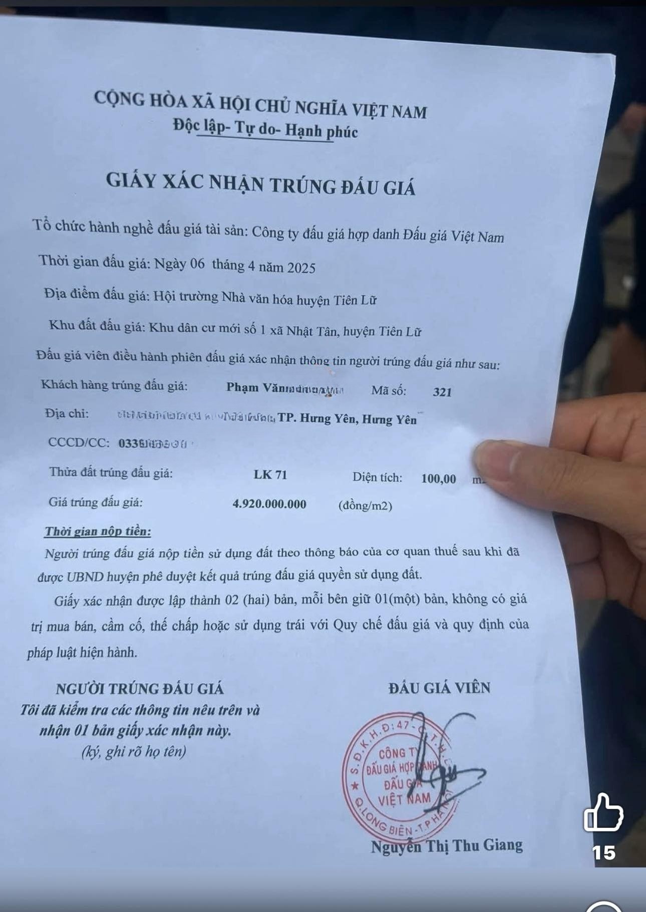 dau gia nham,  tra gia 5 ty/m2,  dau gia hung yen anh 1