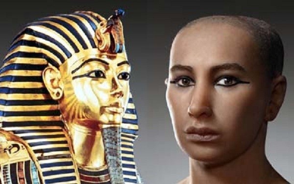 Mặt nạ bằng vàng trên thi thể vua Tutankhamun và hình ảnh khuôn mặt ông