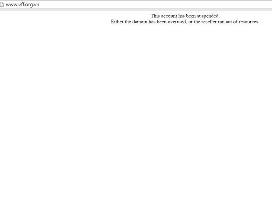 Thông báo trên website của Liên đoàn bóng đá Việt Nam VFF.