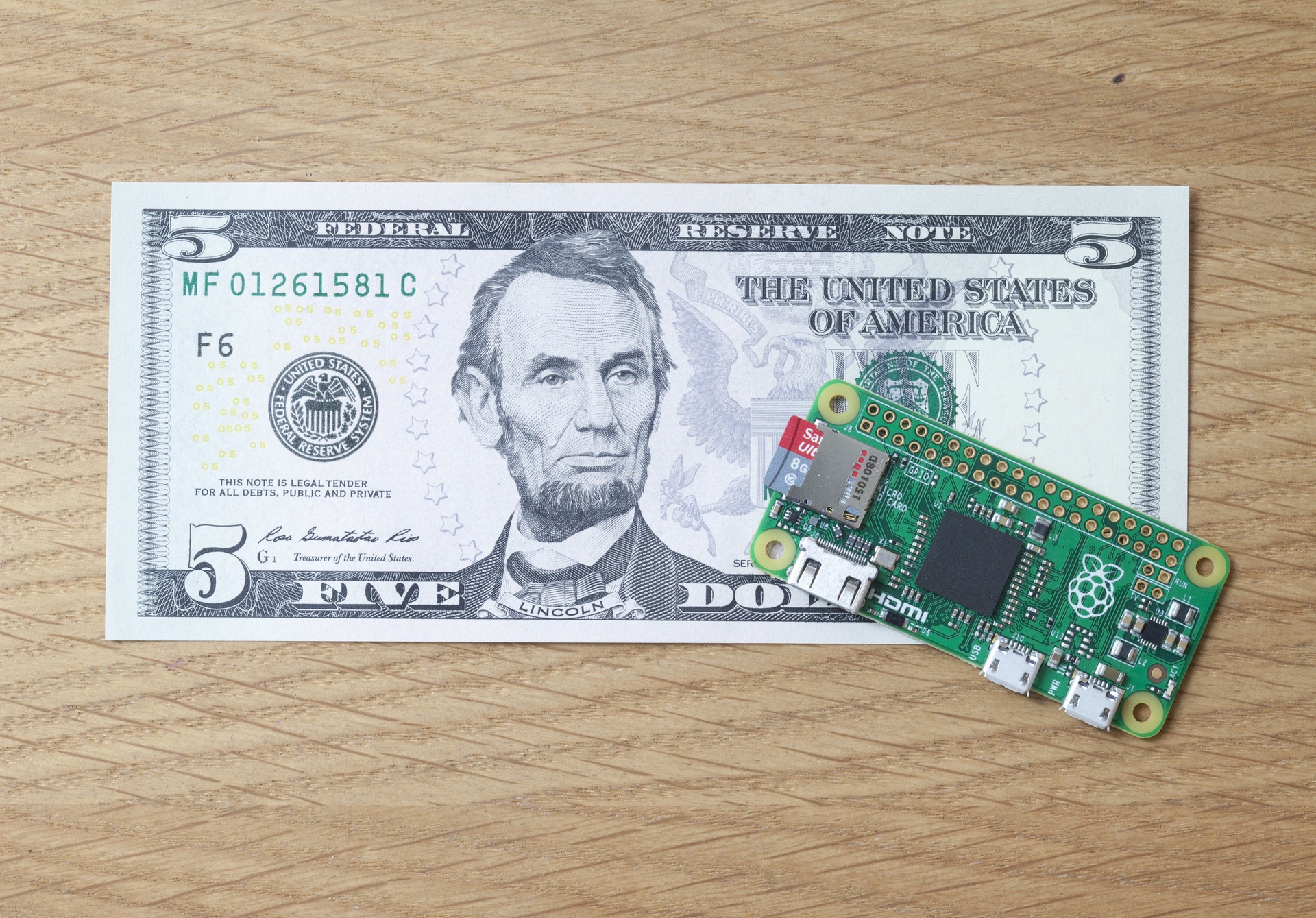 Kích thước tí hon của Raspberry Pi Zero.