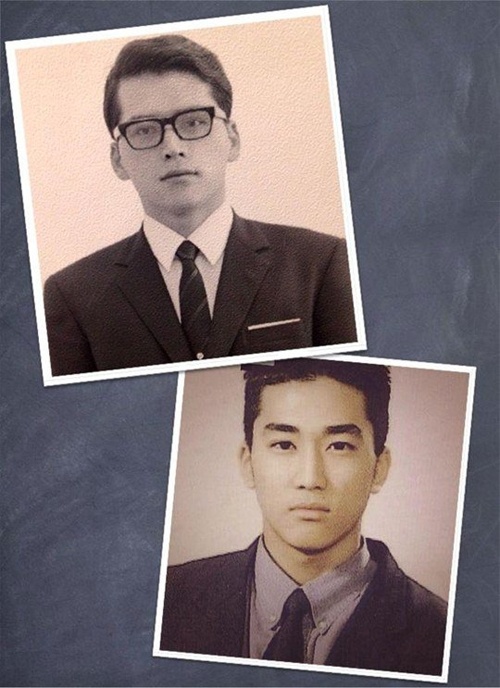 Bố Song Seung Hun (trên) được đánh giá đẹp trai hơn cả con trai nổi tiếng.