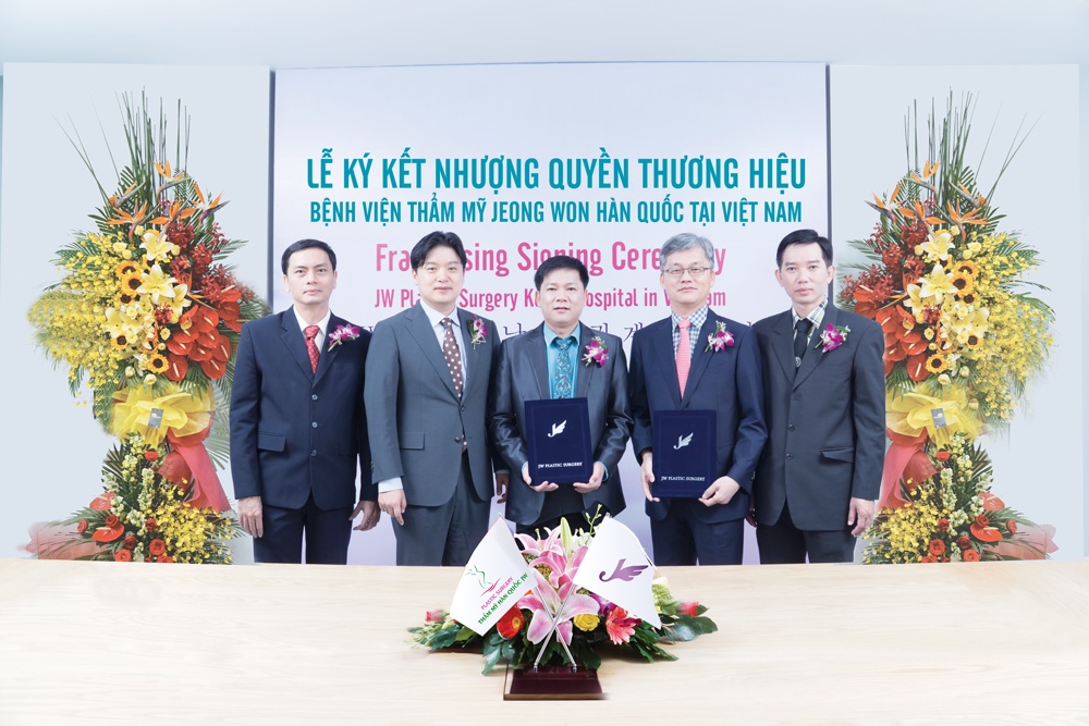 Lễ ký kết hợp tác nhượng quyền thương hiệu giữa Bệnh viện thẩm mỹ Jeong Won Hàn Quốc với Thẩm mỹ viện Hàn Quốc JW Việt Nam.