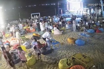 Du khach nhao nhao bo chay khi gap con dong tren bai bien Ha Tinh hinh anh