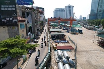 Giai phong mat bang xong voi phan ga ngam metro Nhon - ga Ha Noi hinh anh