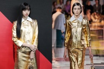 Lisa dien do vang ruc o lan dau tham du show dien Prada hinh anh