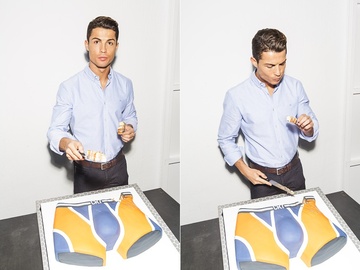 Ronaldo cat va thuong thuc banh mang thuong hieu noi y CR7 hinh anh