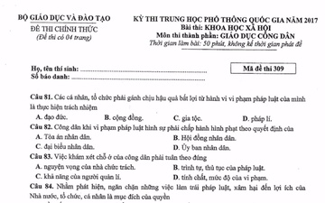 De thi mon Giao duc cong dan THPT quoc gia 2017 hinh anh