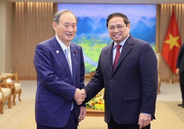 Thu tuong Pham Minh Chinh gap nguyen Thu tuong Nhat Ban Suga Yoshihide hinh anh