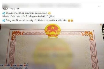 'Dai hoi' khoe giay khen cua con tren mang, cong an ra canh bao hinh anh