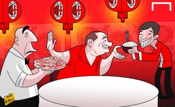 Biem hoa ong chu Milan chan pizza, them com Trung Quoc hinh anh
