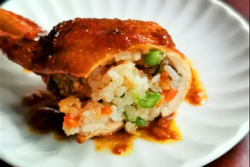 Canh ga nhoi com chien doi vi bua an hinh anh