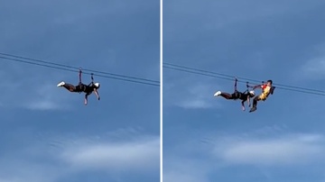 Du khach bi treo lo lung khi truot zipline o Philippines hinh anh