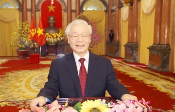 Tong bi thu Chu tich nuoc chuc Tet Tan Suu anh 1