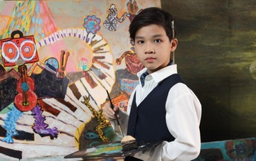 Hoa si 11 tuoi tang thu vien sach cho ban vung cao tu tien ban tranh hinh anh