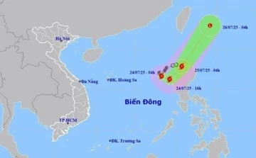 Bão số 4 di chuyển theo hướng Nam Đông Nam, sức gió mạnh giật cấp 11