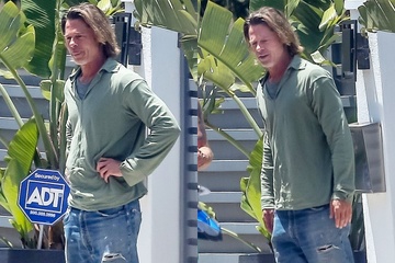 Brad Pitt trong kem sac sau nhieu thang khong cat toc hinh anh