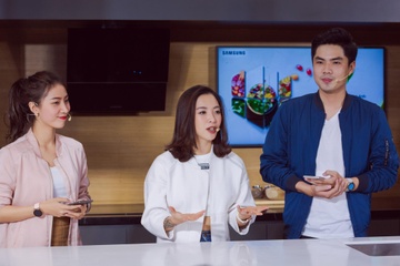 Hana Giang Anh va Phan Ba Dat bay cach an sach, giu dang khi ban ron hinh anh