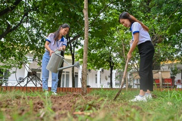 Hoc sinh Ha Noi trong them cay, tao 'man chan xanh' bao ve thu do hinh anh