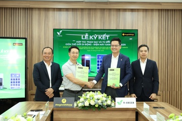 V-Green hop tac The Gioi Di Dong trien khai 2.000 tram sac toan quoc hinh anh