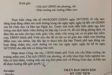 So GD&DT Nghe An noi gi ve viec tam dung hoat dong truong mam non? hinh anh