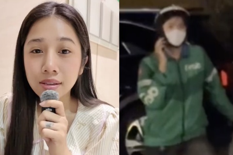 Khoanh khac nu TikToker 'bom hang', tang bua sang cho tai xe gay sot hinh anh