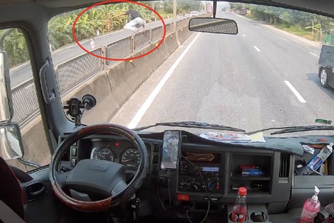 Khoanh khac tai xe cuu em be giua quoc lo gay sot hinh anh