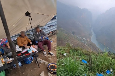 Phan cam canh dung leu bat, mo tiec an uong tren deo Ma Pi Leng hinh anh