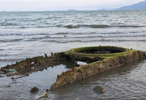 Xac xe tang bat ngo troi len o bien Quy Nhon hinh anh