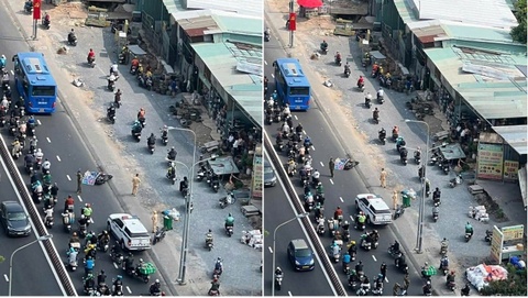 Va cham voi xe buyt, nguoi dieu khien xe may tu vong o TP.HCM hinh anh