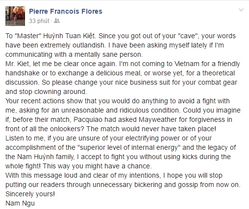 Flores: Neu muon,  toi se 'chap' doi chan khi dau voi Huynh Tuan Kiet anh 1