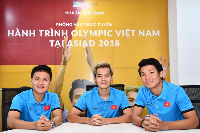 Giao luu truc tuyen,  Van Toan,  Quang Hai,  Bui Tien Dung,  ASIAD 2018,  Olympic Viet Nam anh 2