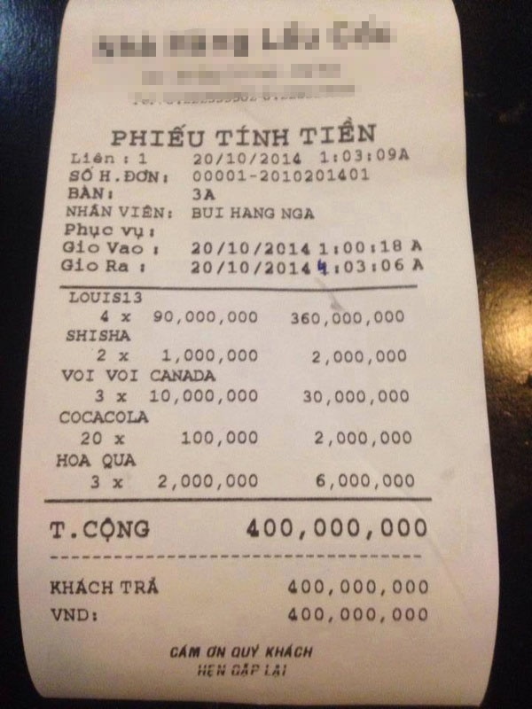 HÓA ĐƠN ĂN UỐNG TRÊN 5 TRIỆU CẦN THANH TOÁN CHUYỂN KHOẢN
