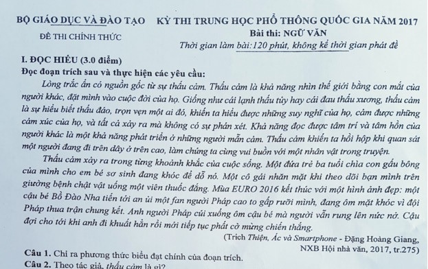 thau cam trong bai thi ngu van anh 1