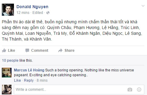 Chuyên gia Hoa hậu Donald Nguyễn bình luận về màn trình diễn áo dài của các người đẹp.