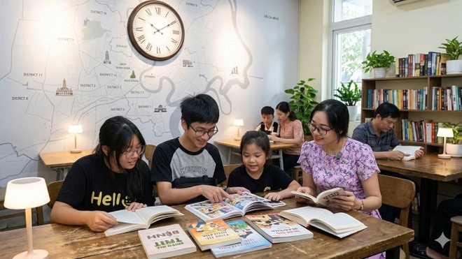 gia đình đọc sách ảnh 1