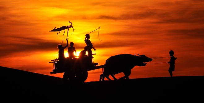 Những chú trẻ vui đùa dưới ánh bình minh trên đồi cát Nam Cương. Đây là một trong những bức ảnh tâm đắc nhất của anh em CLB Nhiếp ảnh và Du lịch trong hành trình khám phá Ninh Thuận.