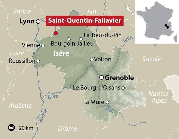 Vị trí của nhà máy khí gas gần thành phố Grenoble, nơi vụ nổ xảy ra. Đồ họa: RT