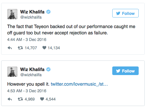 Vi sao Taeyeon khong song ca voi Wiz Khalifa anh 1